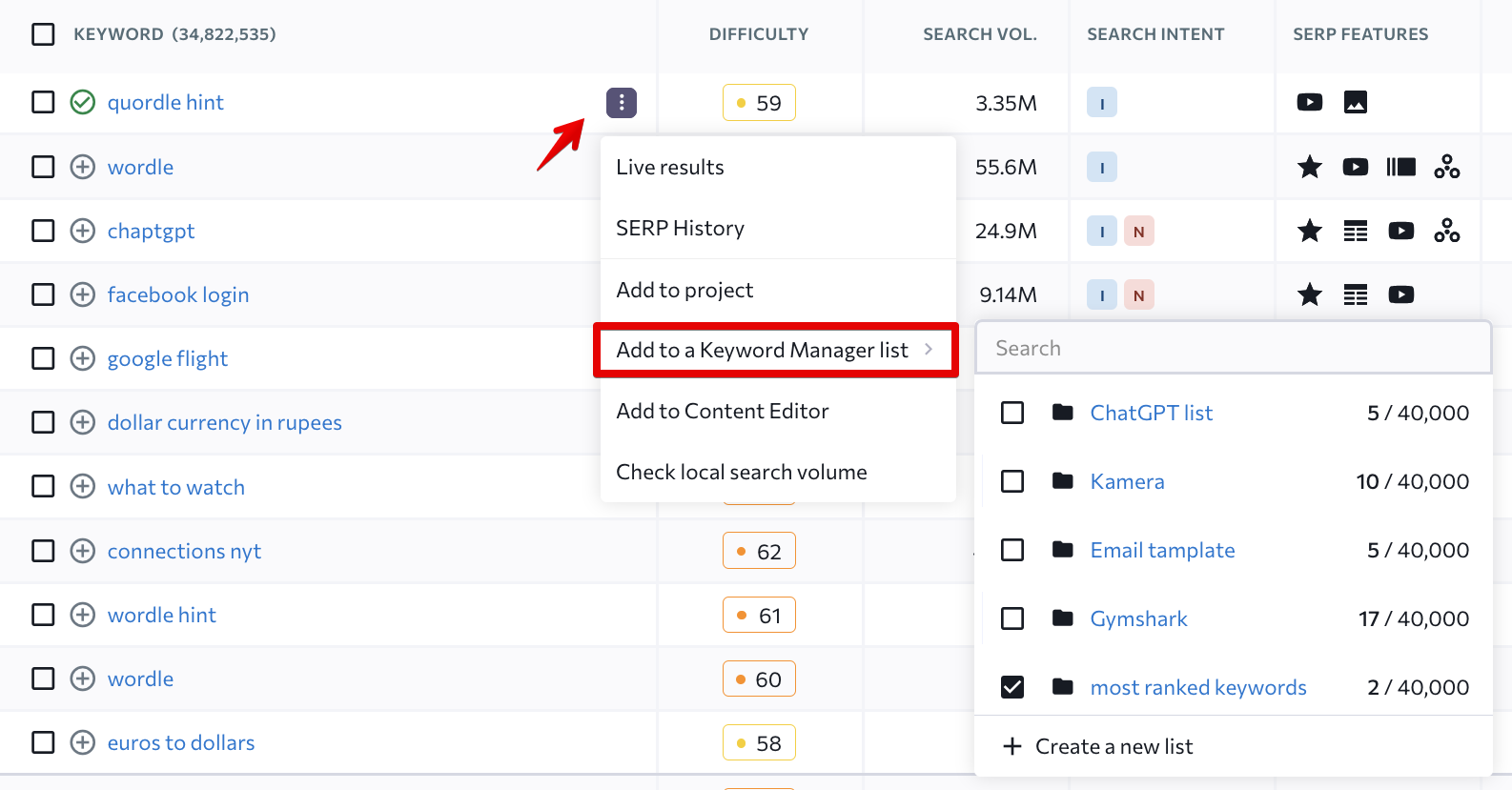 Add to a Keyword Manager list_S1
