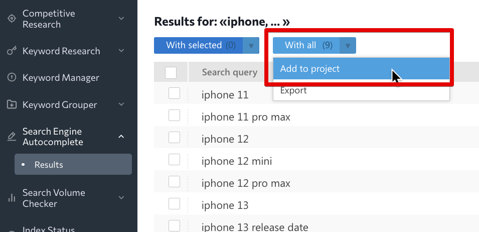 Search Engine Autocomplete_Results_add to project_S4