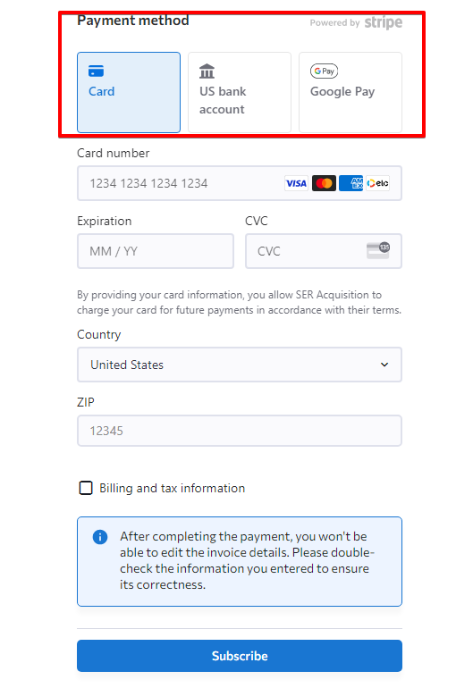 Stripe-Payment-methods