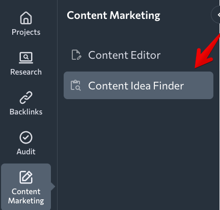 Content Marketing_Content Idea Finder_Menu_S2