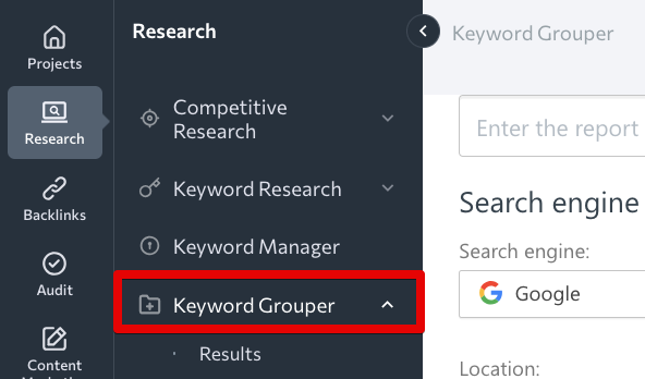 Keyword Grouper_Menu_S1