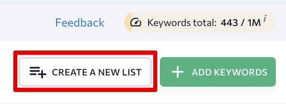 Keyword Manager_Create a new list_S1