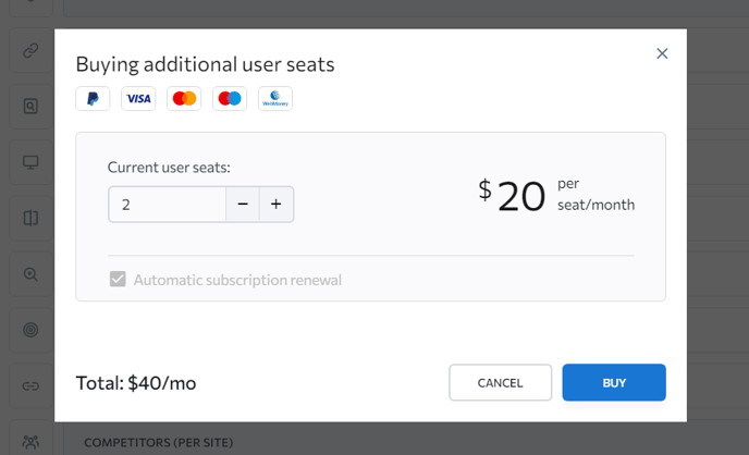 Buy user seats